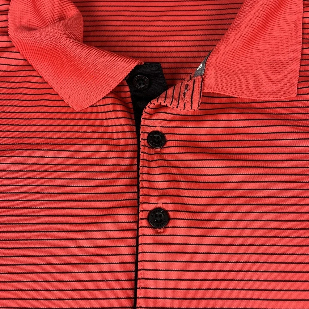 Adidas Men's 2XL‎ Salmon Golf Polo with Blue Stripes